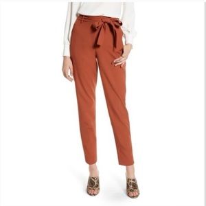 Halogen Twill Tie Waist Ankle Pant in Seqouia (Rust) - Size 2